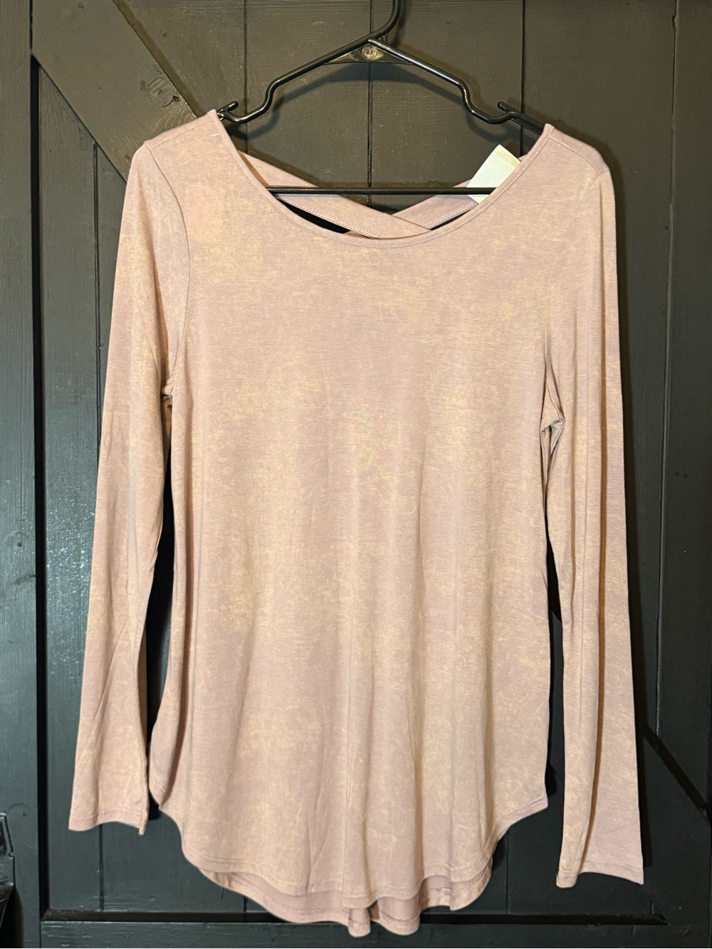 Long Sleeve Cross-Back Tee in Dusty Mauve